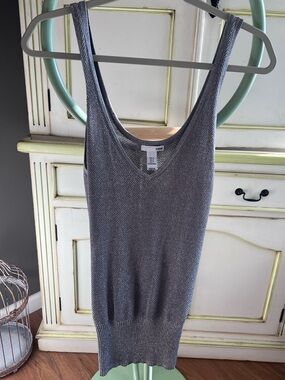 H&M Silver Metallic Knit Tank Top